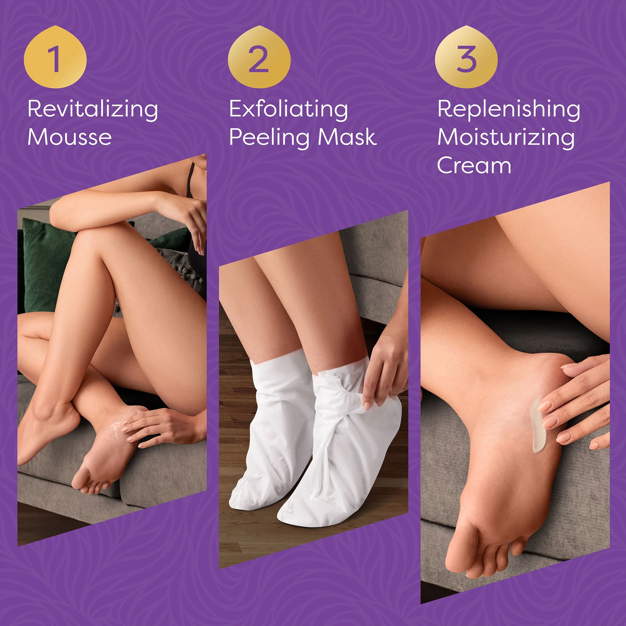 Aesta 3-in-1 Foot Peel Mask, Full-Cycle Foot Care: Revitalizing Mousse + Feet Peeling Mask + Moisturizing Cream | All-Natural Foot Peel Mask for Dry Cracked Feet | Baby Feet Foot Peel Treatment Set - Image 3