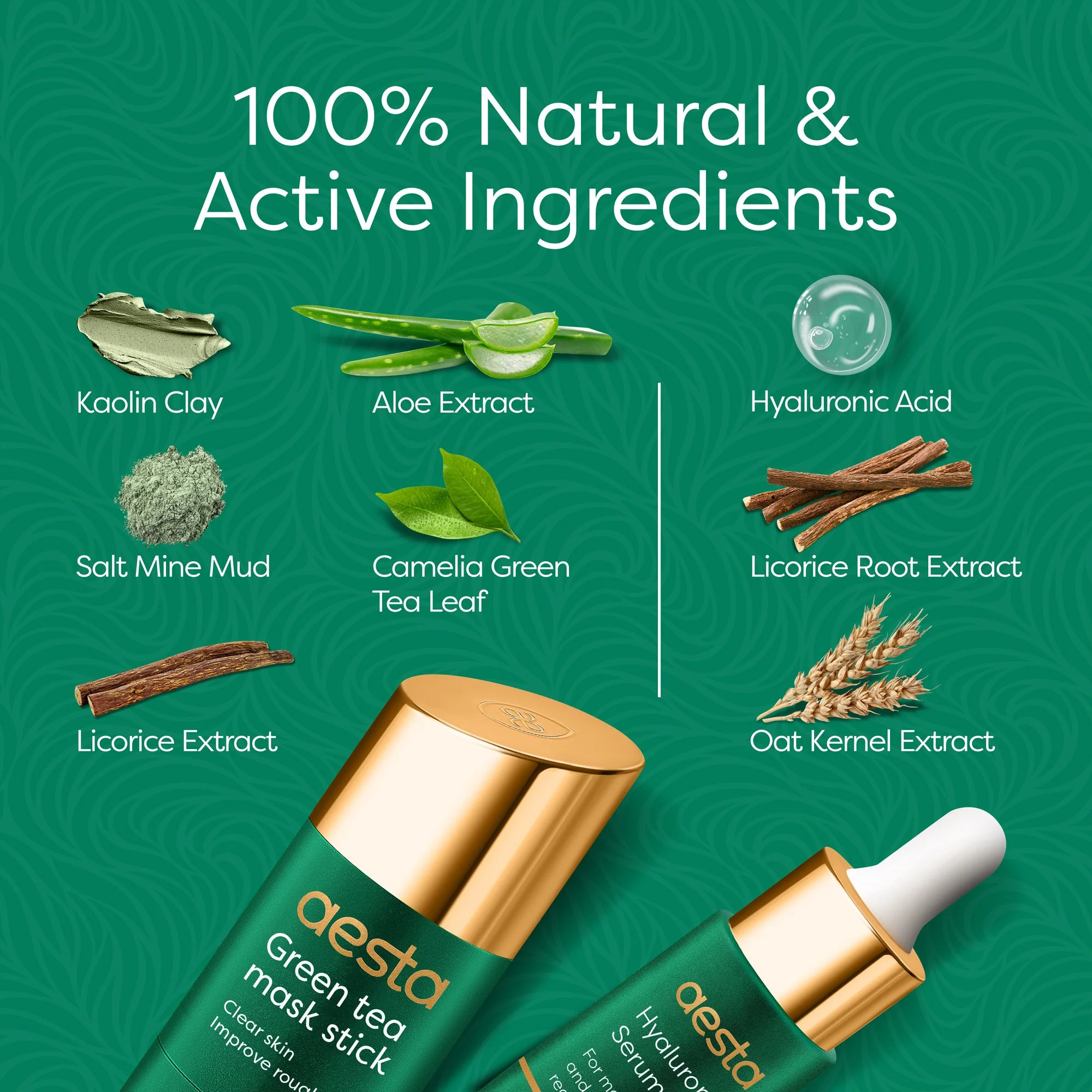 Aesta Green Tea Mask Stick + Hyaluronic Acid Serum for Face Treatment | Gradual Blackhead Remover | Pore-Cleaning, Detoxifying Face Mask, Skin Care Face Serum W/ Anti Aging and Anti Wrinkle Effects - Image 5
