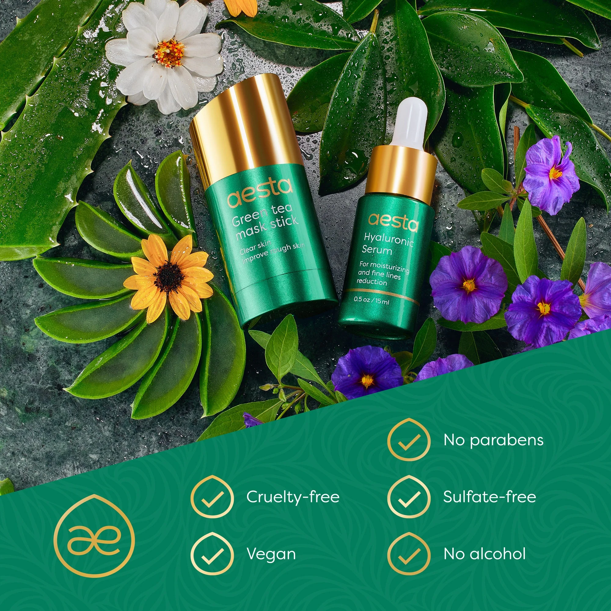 Aesta Green Tea Mask Stick + Hyaluronic Acid Serum for Face Treatment | Gradual Blackhead Remover | Pore-Cleaning, Detoxifying Face Mask, Skin Care Face Serum W/ Anti Aging and Anti Wrinkle Effects - Image 8
