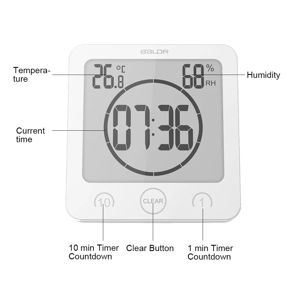 Waterproof Shower Clock w/ Timer (2 Packs) - Image 13