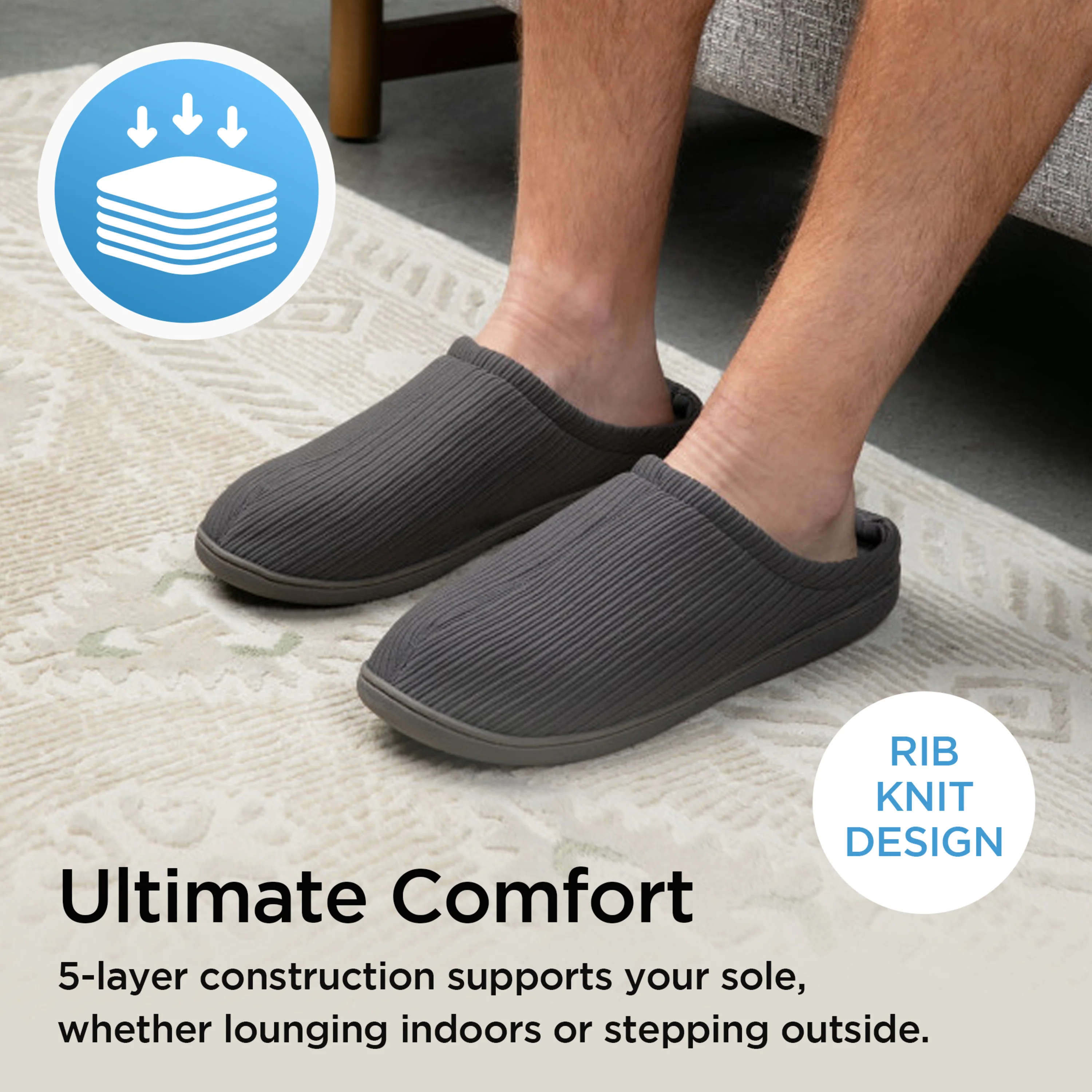 Brookstone Classic Comfort Memory Foam Slippers - Men's - Image 28