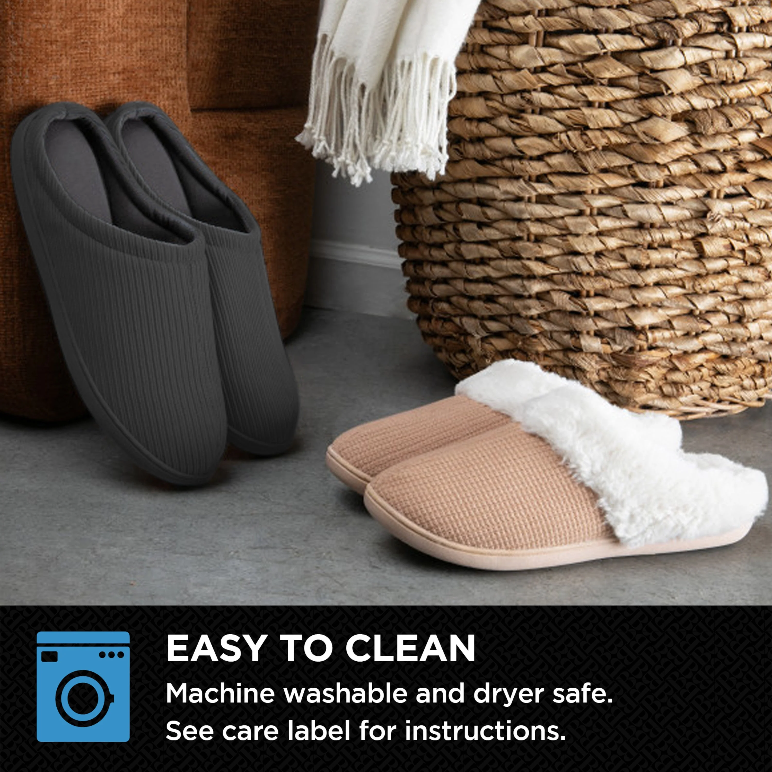 Brookstone Classic Comfort Memory Foam Slippers - Men's - Image 65
