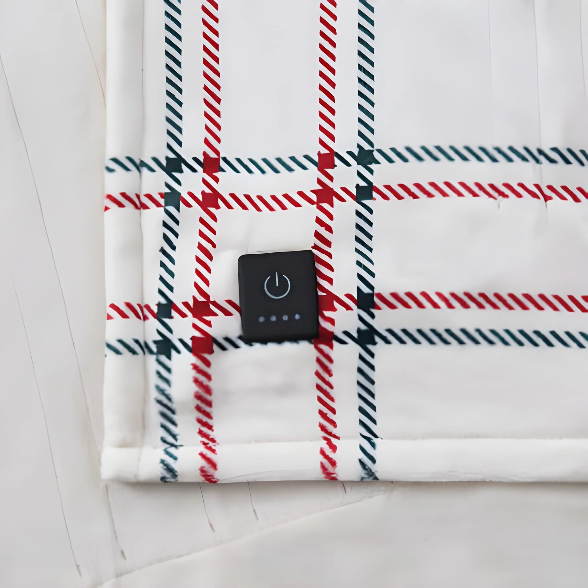 Brookstone Cozy Heated Plush Throw Holiday Windowpane - Image 3