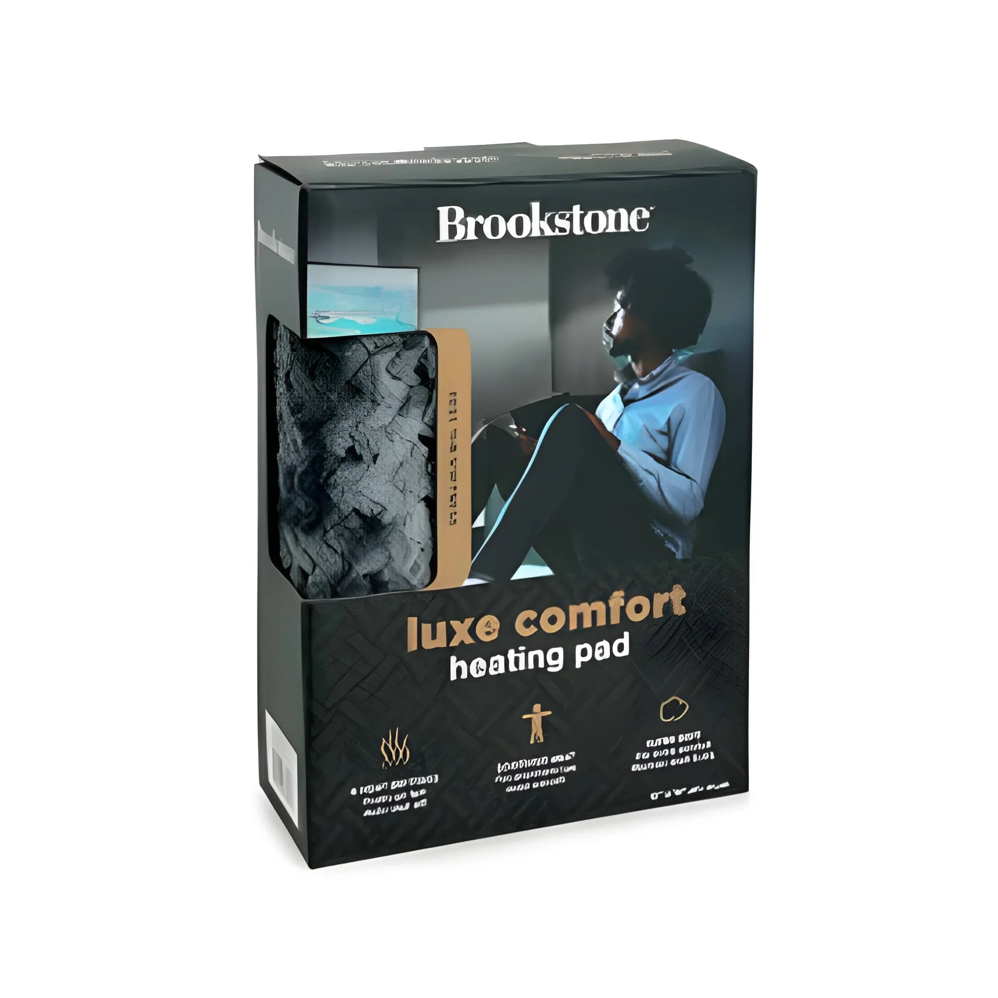 Brookstone Luxe Herringbone Heating Pad Charcoal - Image 7