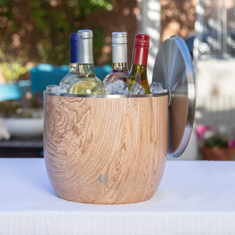 Extra Large Ice Bucket with Lid and Ice Scoop, Dark Walnut - Image 3