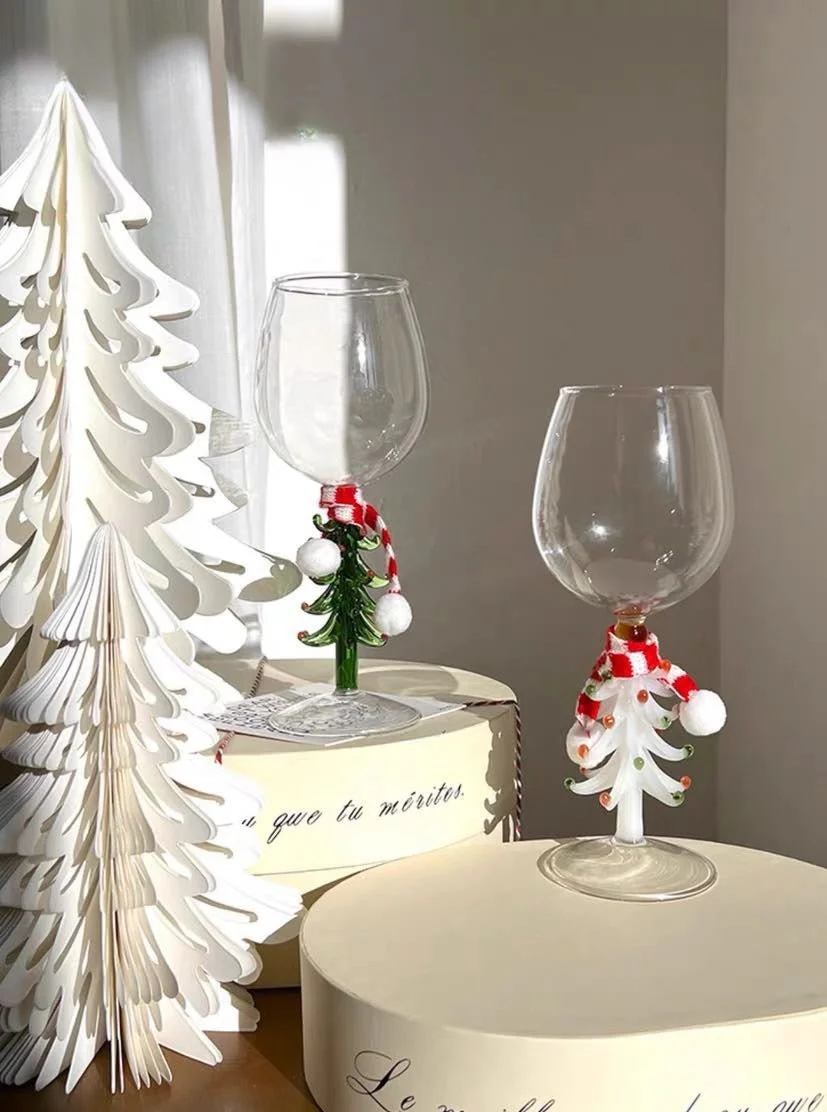 Handblown Christmas Tree Wine Glasses Set of 2 Pcs - Image 6