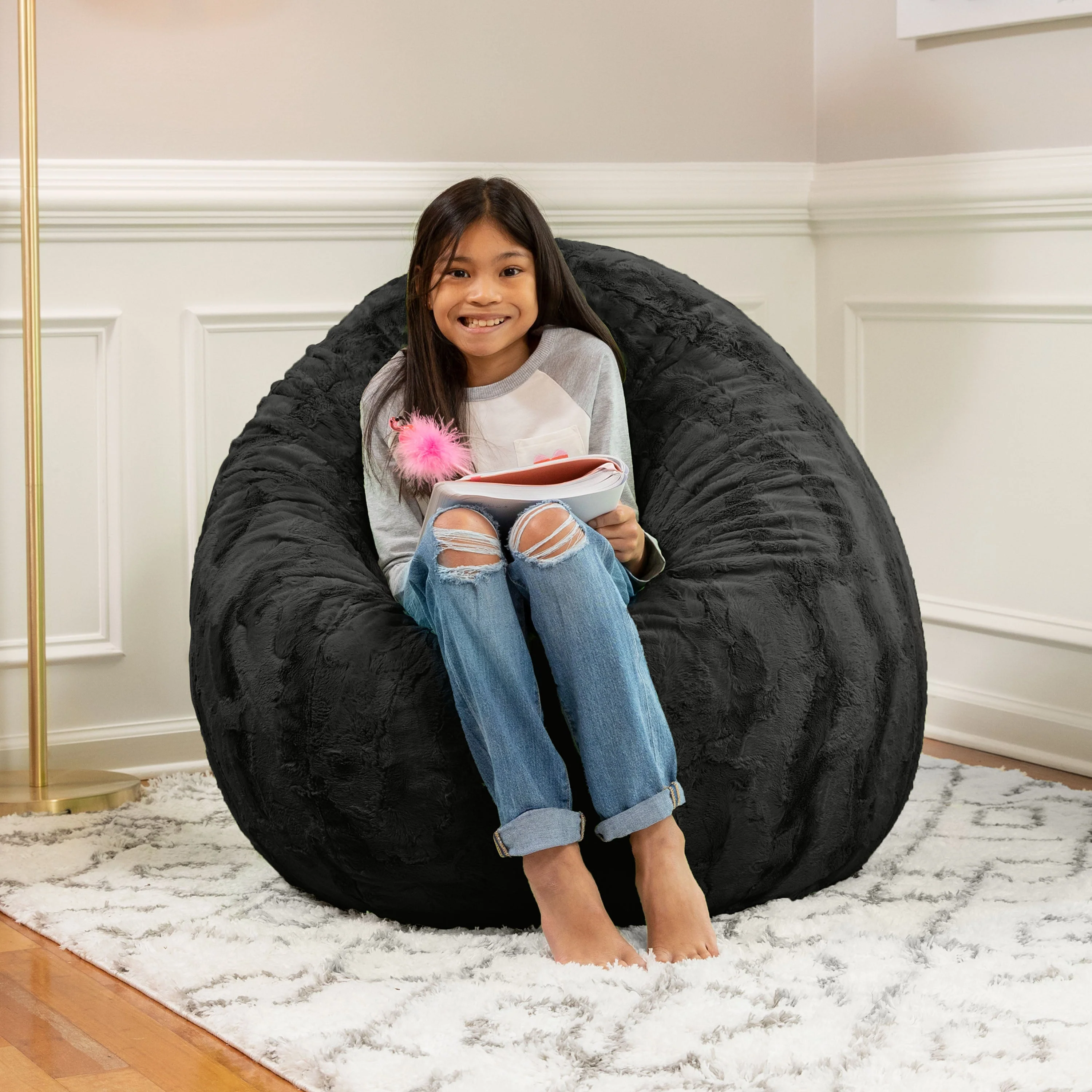 Jaxx Cocoon 4 Foot Bean Bag Chair - Faux Fur - Image 2