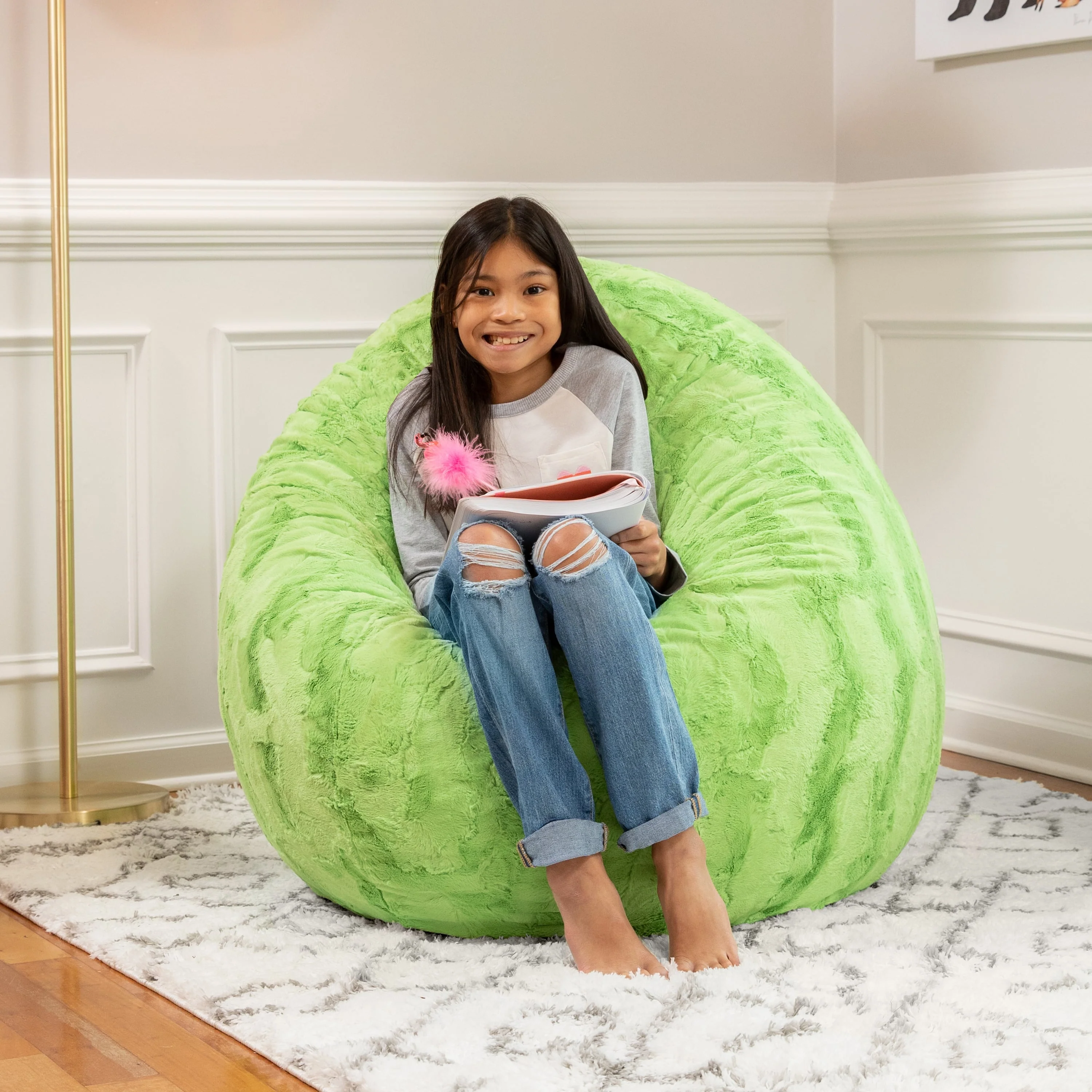 Jaxx Cocoon 4 Foot Bean Bag Chair - Faux Fur - Image 4