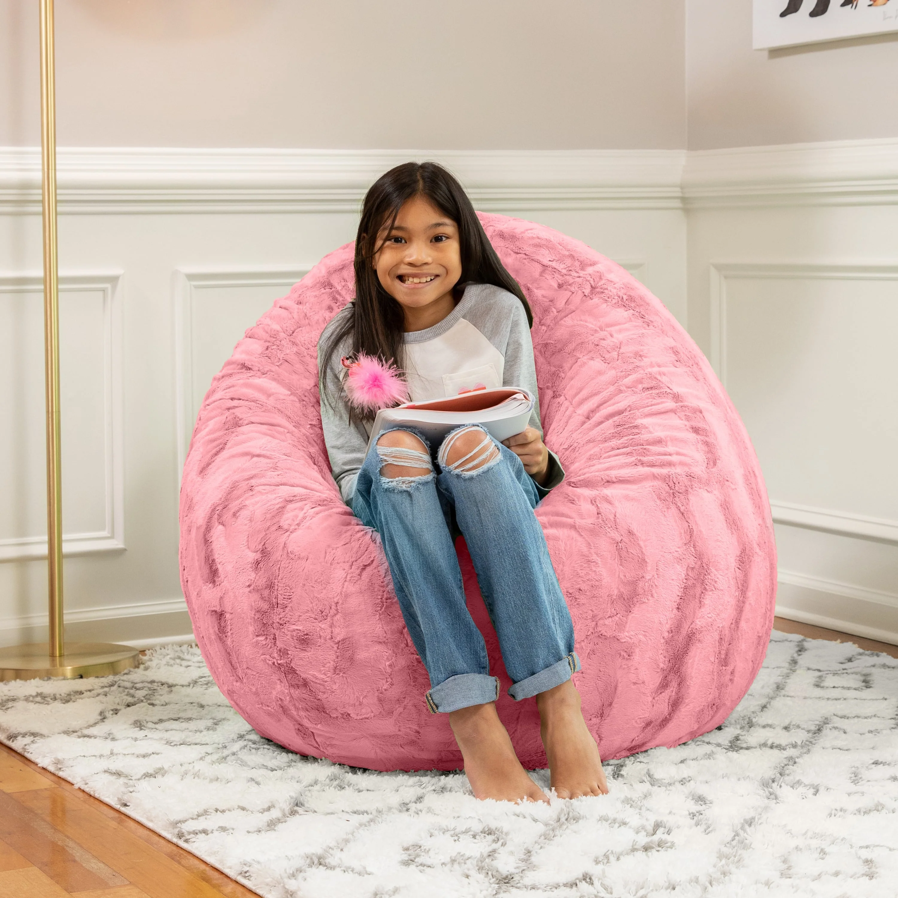 Jaxx Cocoon 4 Foot Bean Bag Chair - Faux Fur - Image 5