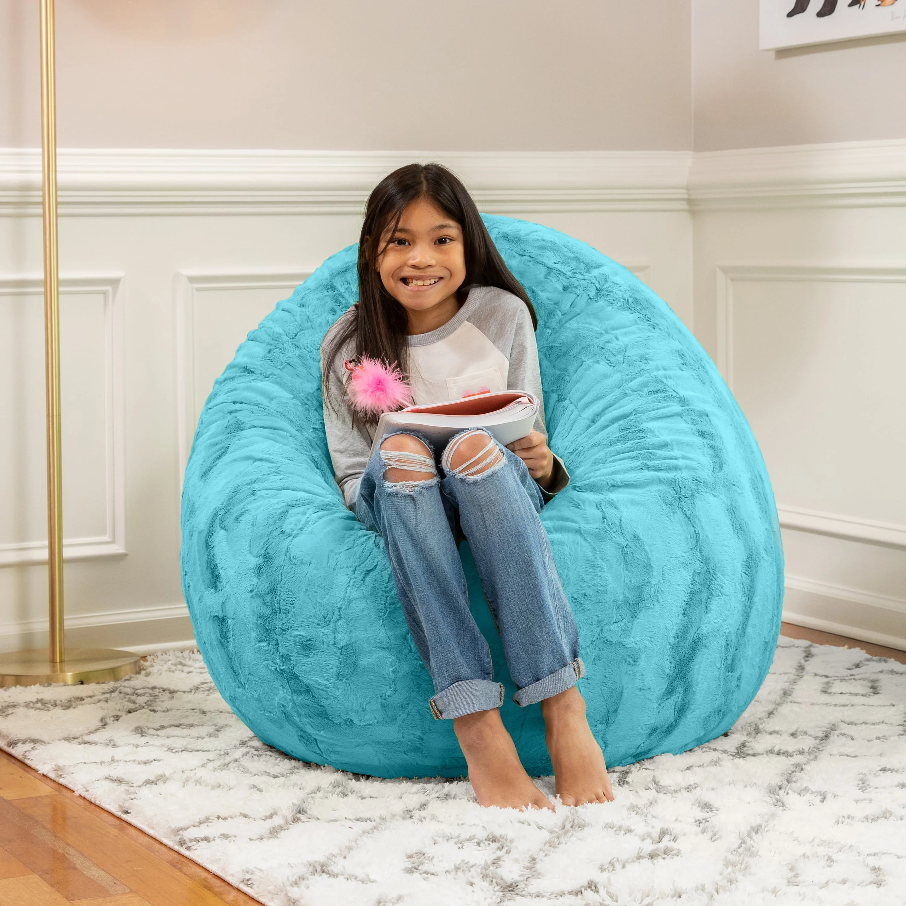 Jaxx Cocoon 4 Foot Bean Bag Chair - Faux Fur - Image 6