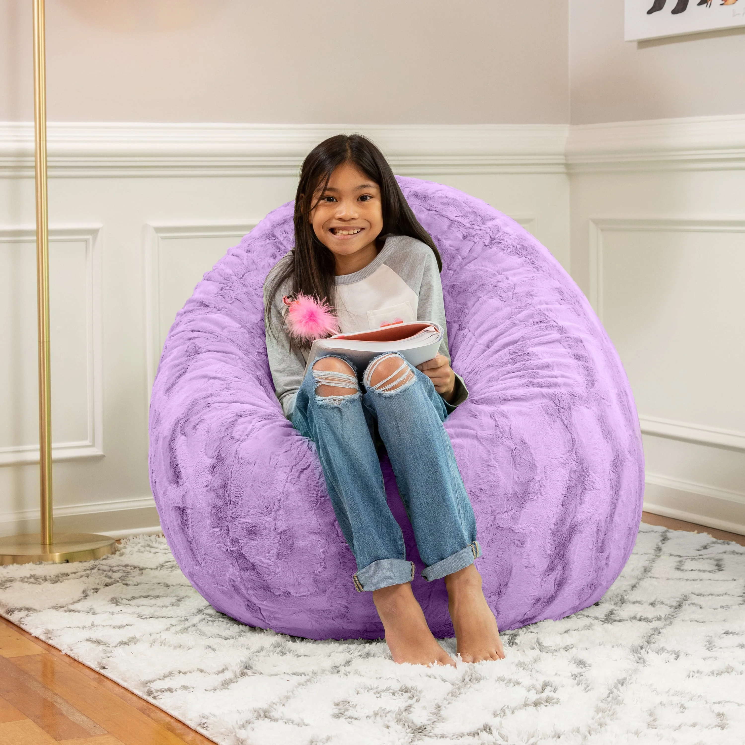 Jaxx Cocoon 4 Foot Bean Bag Chair - Faux Fur - Image 7