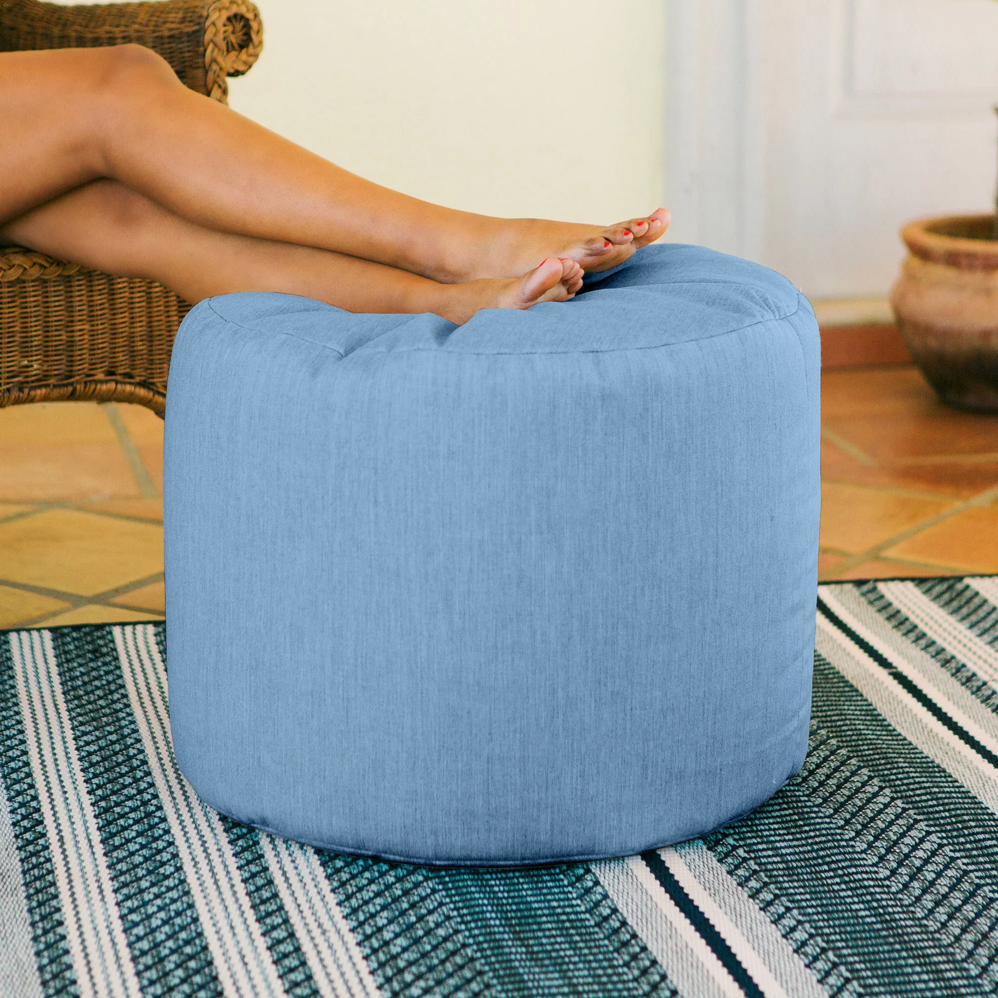 Jaxx Spring Indoor / Outdoor Bean Bag Pouf Ottoman - Image 5