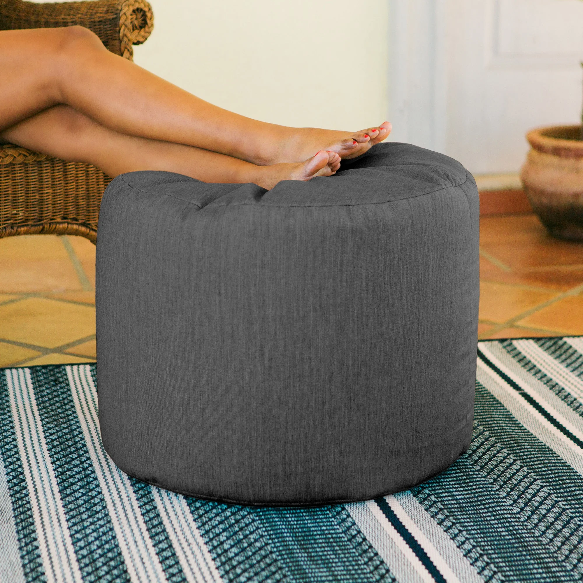 Jaxx Spring Indoor / Outdoor Bean Bag Pouf Ottoman - Image 7