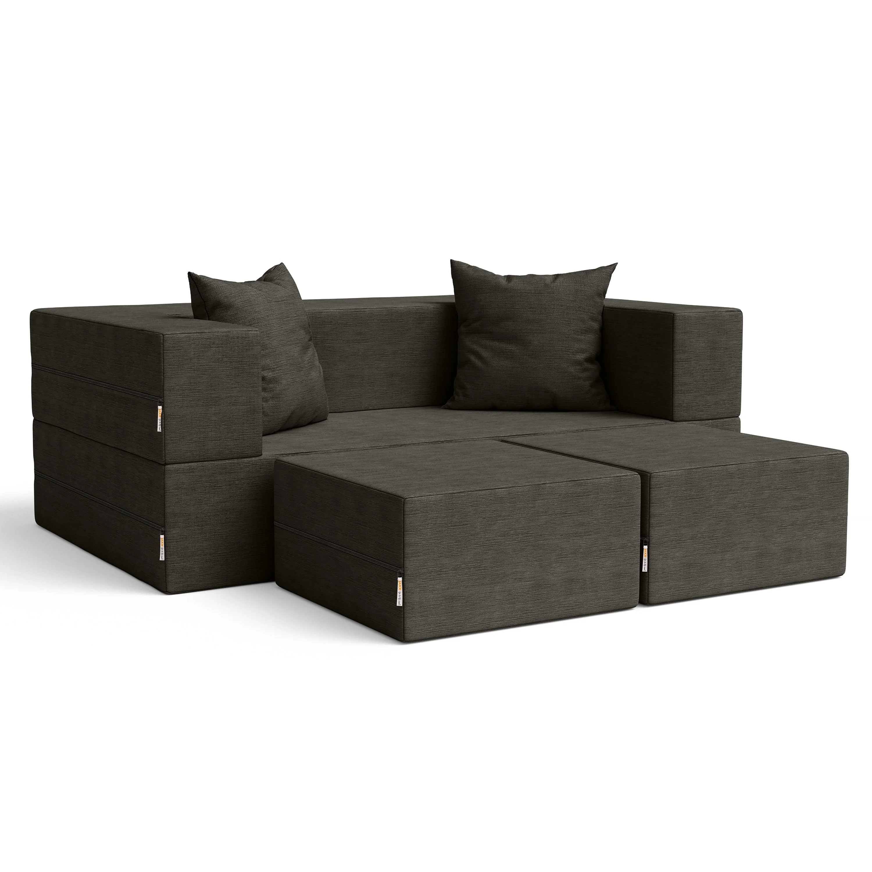 Jaxx Zipline Convertible Sleeper Loveseat & Ottomans - Image 15