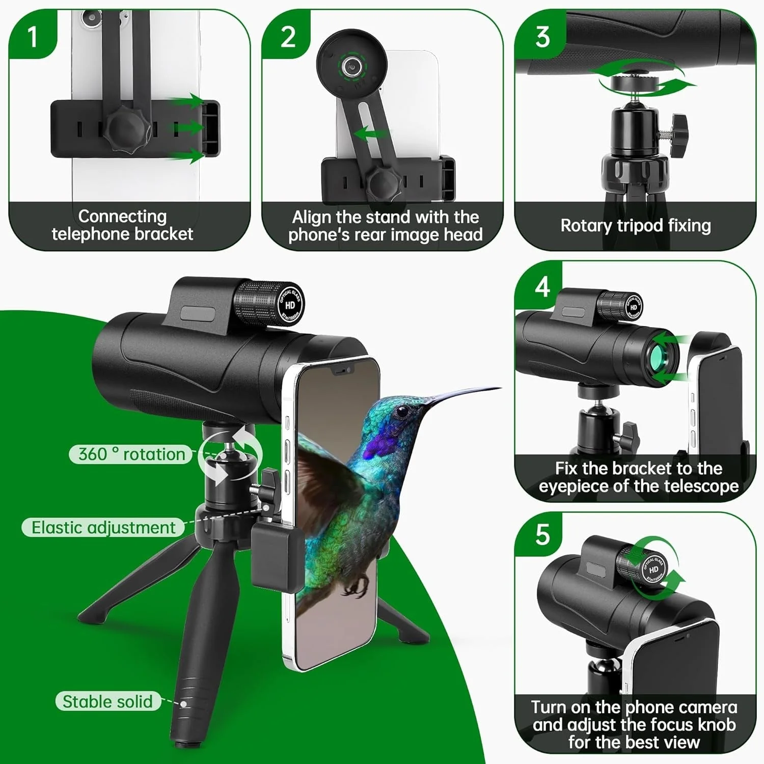 Monocular Telescope With Smartphone Holder & Tripod - Image 4