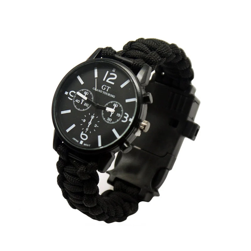 Outdoor Multi Function Camping Survival Watch Bracelet Tools With LED Light