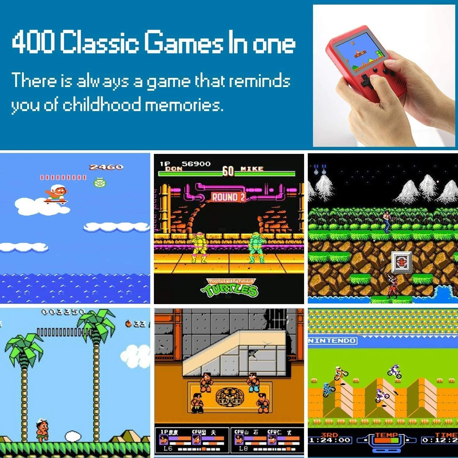 Portable Game Pad With 400 Games Included + Additional Player Controller - Image 3