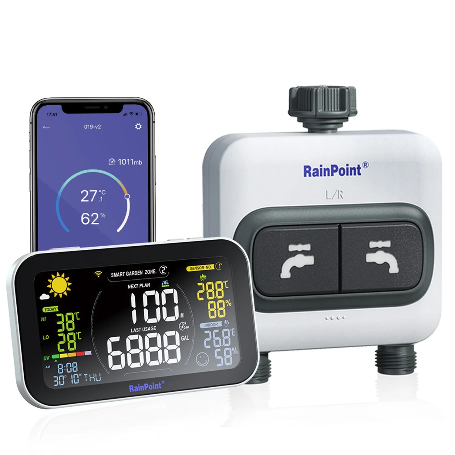 RAINPOINT 2-Zone Wi-Fi Sprinkler Timer