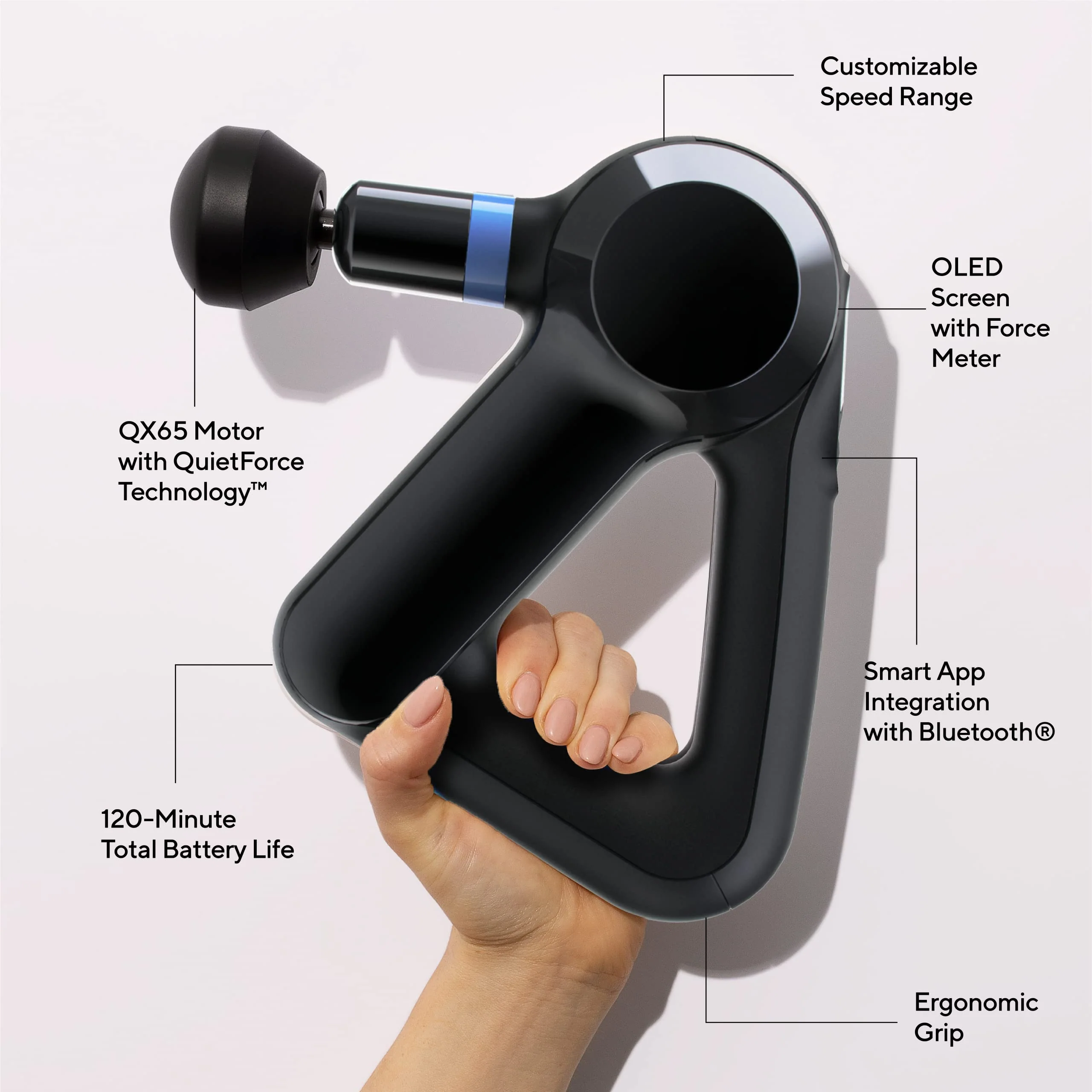 Therabody TheraGun Elite Ultra-Quiet Handheled Percussion Muscle Massager in Black - Image 4