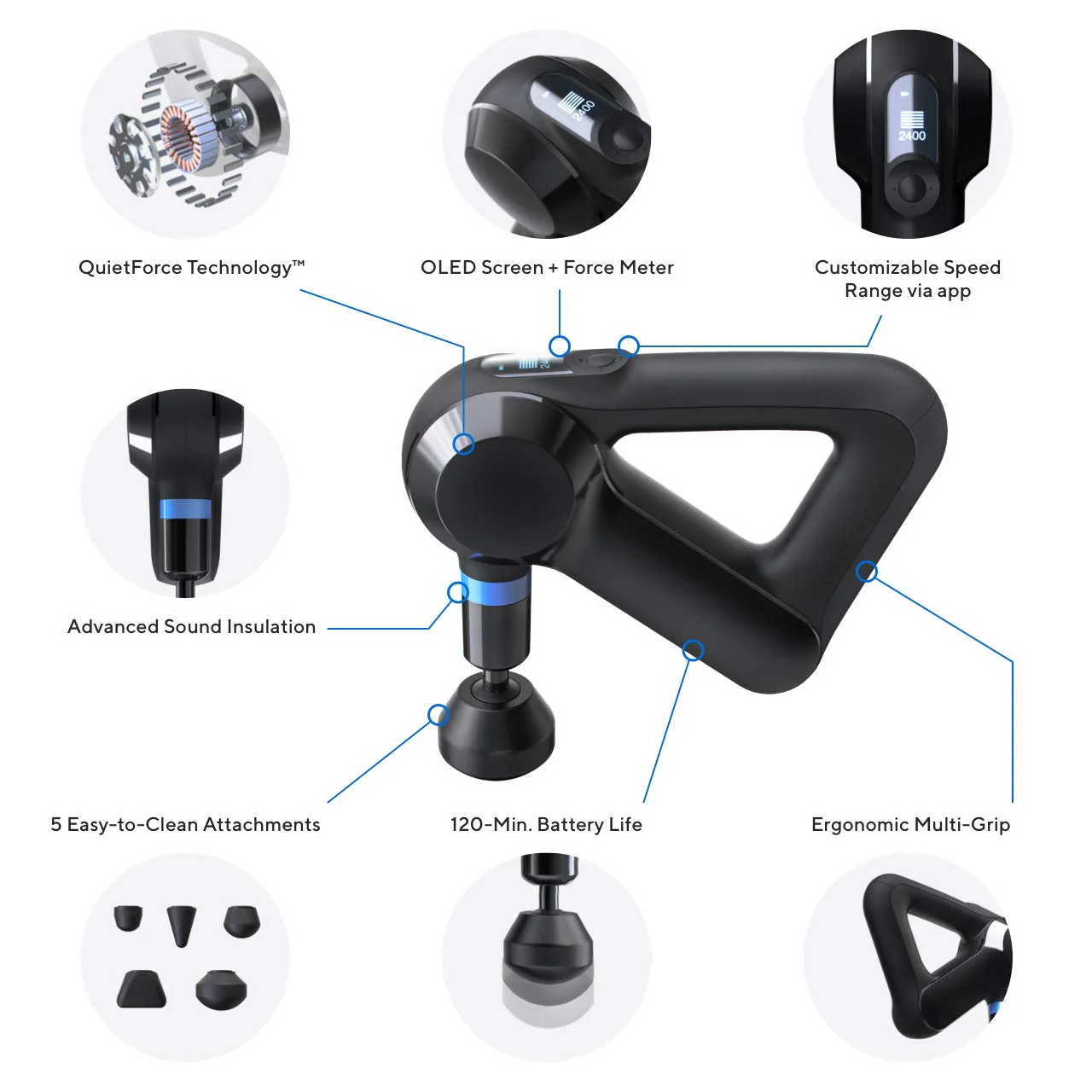 Therabody TheraGun Elite Ultra-Quiet Handheled Percussion Muscle Massager in Black - Image 9